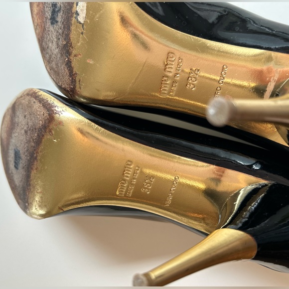 Black patent leather Miu Miu peep-toe heels 👠 🖤 - Picture 9 of 12